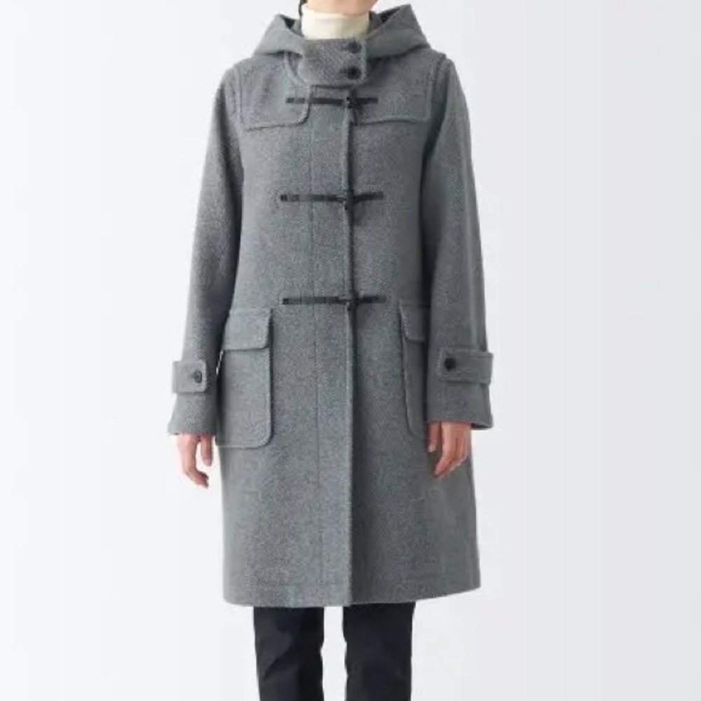 MUJI Women’s Reclaimed Wool Blend Jacket Pea Coat